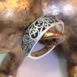 Vintage 925 braided rope filigree ring